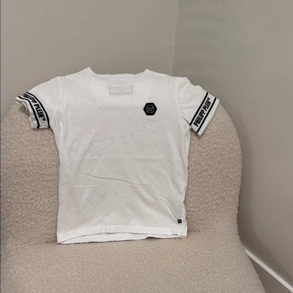 Philipp Plein White Kids Tee with Logo Details